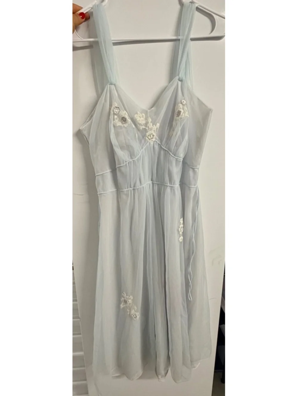 Light blue sheer embroidered nightgown